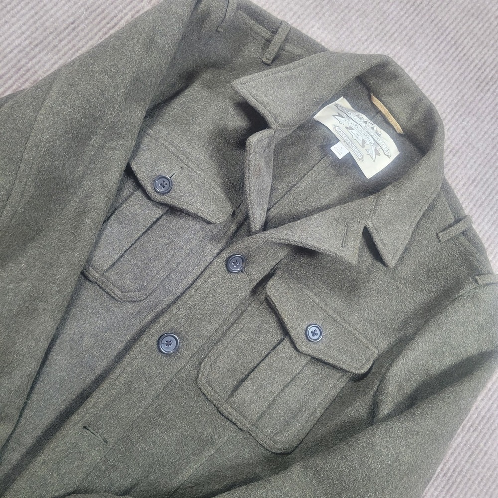 VTG Banana Republic Heritage Wool Safari Jacket Mens L Green Military Field Coat